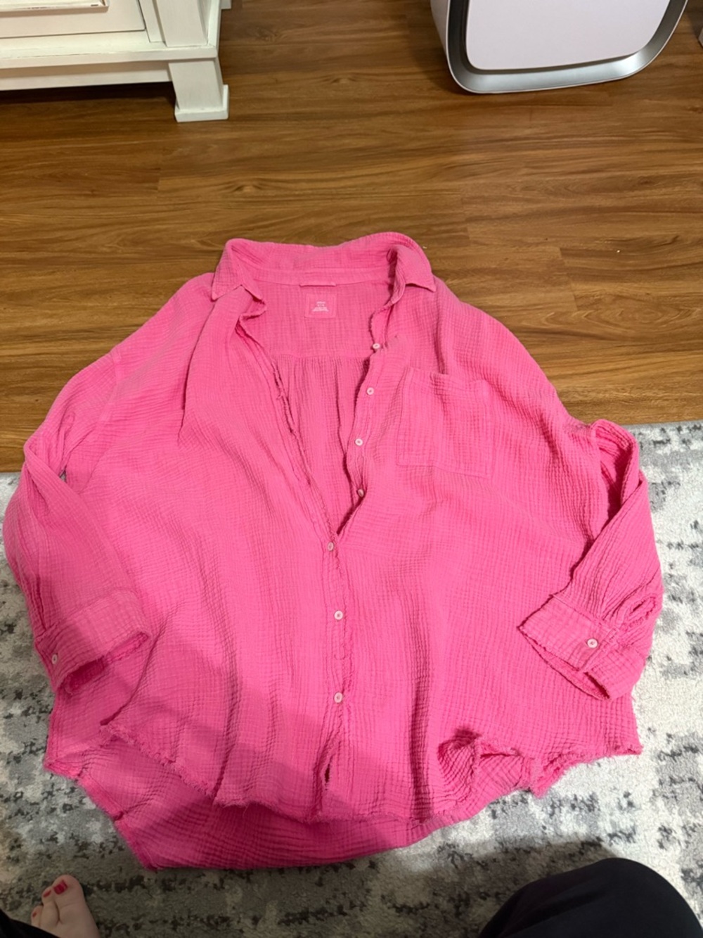aerie Pink Button-Down Gauze Shirt